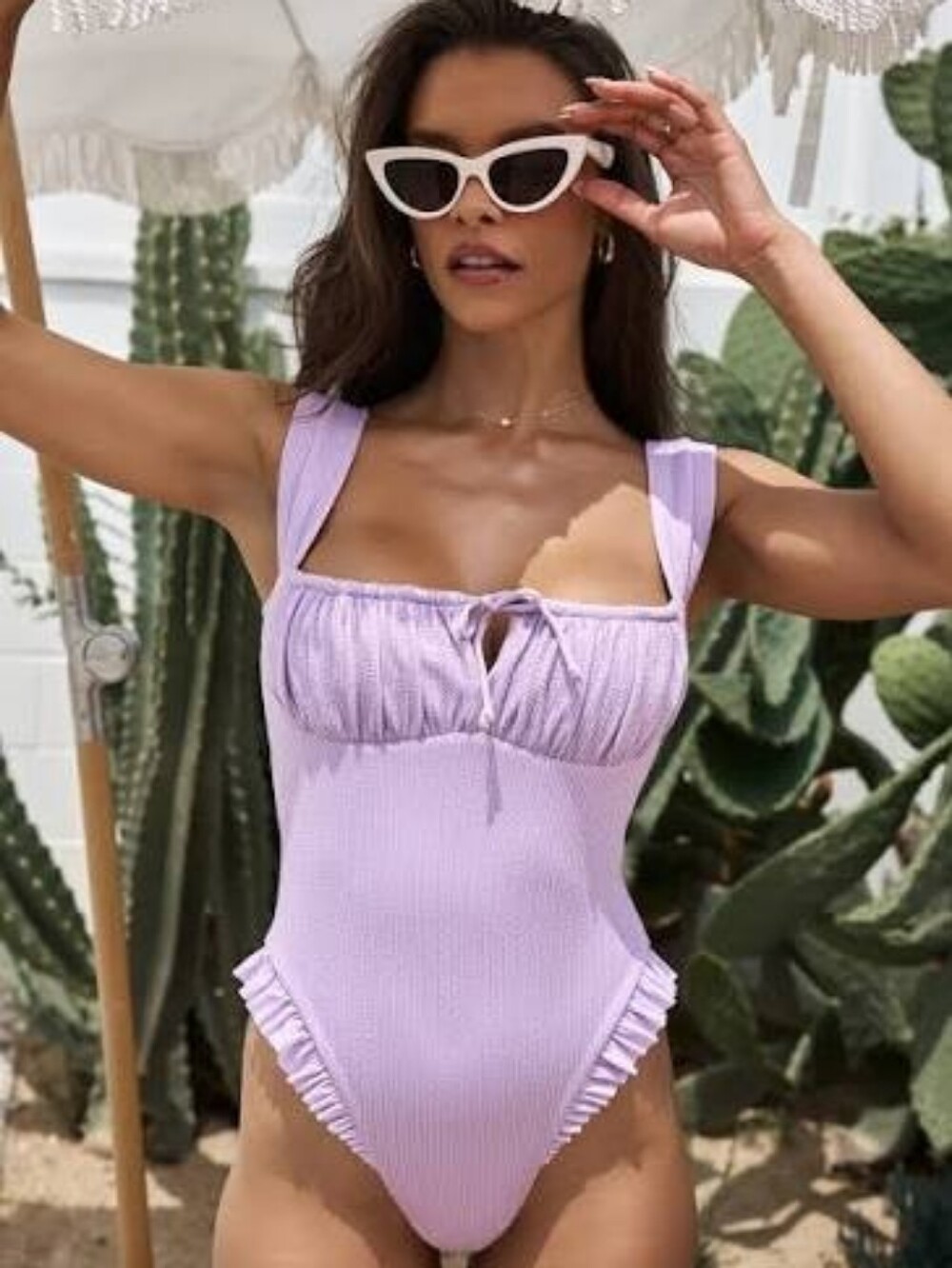 New Popflex Sea Maiden Ruffle Swimsuit Lilac Ruffle One Piece Small S Lavender